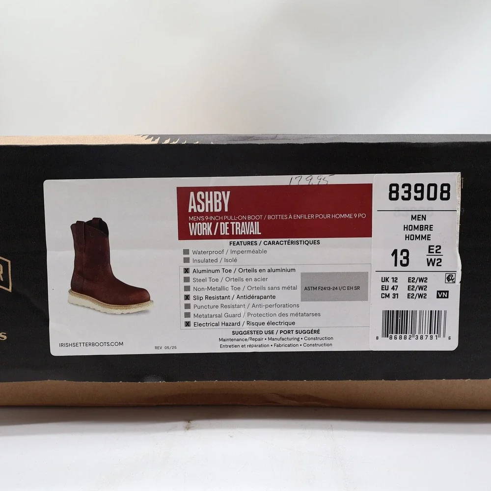 Irish Setter Boots Mens 13 EE Ashby Leather Work Safety Toe 83908 Brown NIB